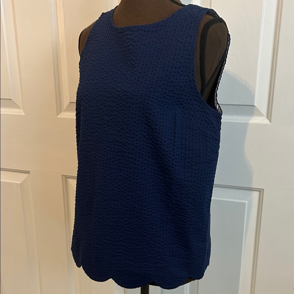 Vineyard Vines Seersucker Scallop Trim Navy Tank 😎NWT!!!